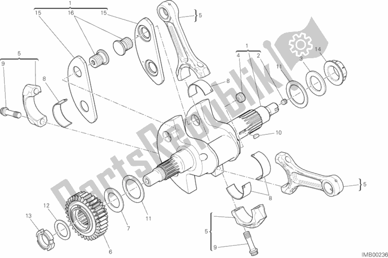 All parts for the Connecting Rods of the Ducati Diavel Xdiavel S Brasil 1260 2019